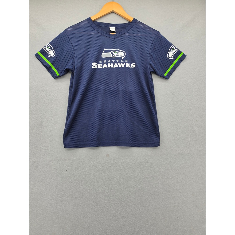 Seattle Seahawks Kids Jersey Shirt Franklin Navy Blue Mesh Youth Medium NFL Fan